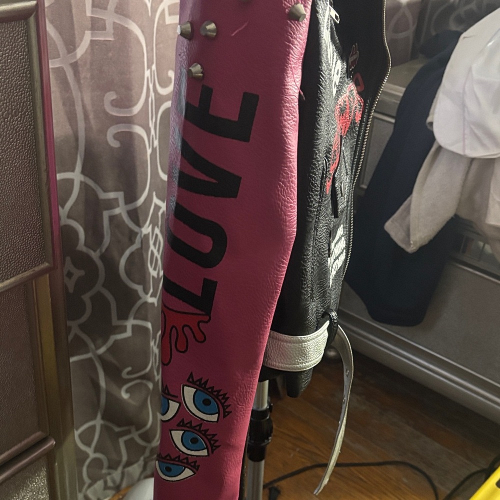 AKIRA Pink Studded Leather Jacket - Picture 3 of 4